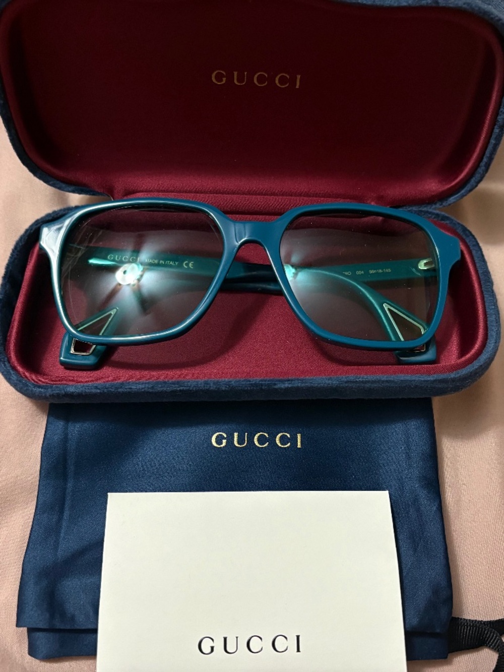 Turquoise Gucci Glasses